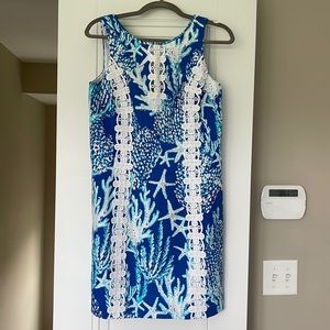Lilly Pulitzer, Ember Shift Dress, size 8, Brewster Blue Good Reef, NWT.